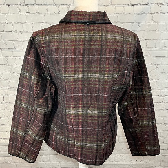 CHICO'S Jacket Reversible Plaid/Gray-Large - Picture 6 of 7